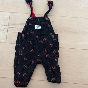 OshKosh B'gosh Black with Red Floral Kids Overalls